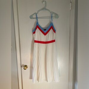 Women Banana Republic's Color-Block Pleated Midi Dress White, Red, Blue Summer